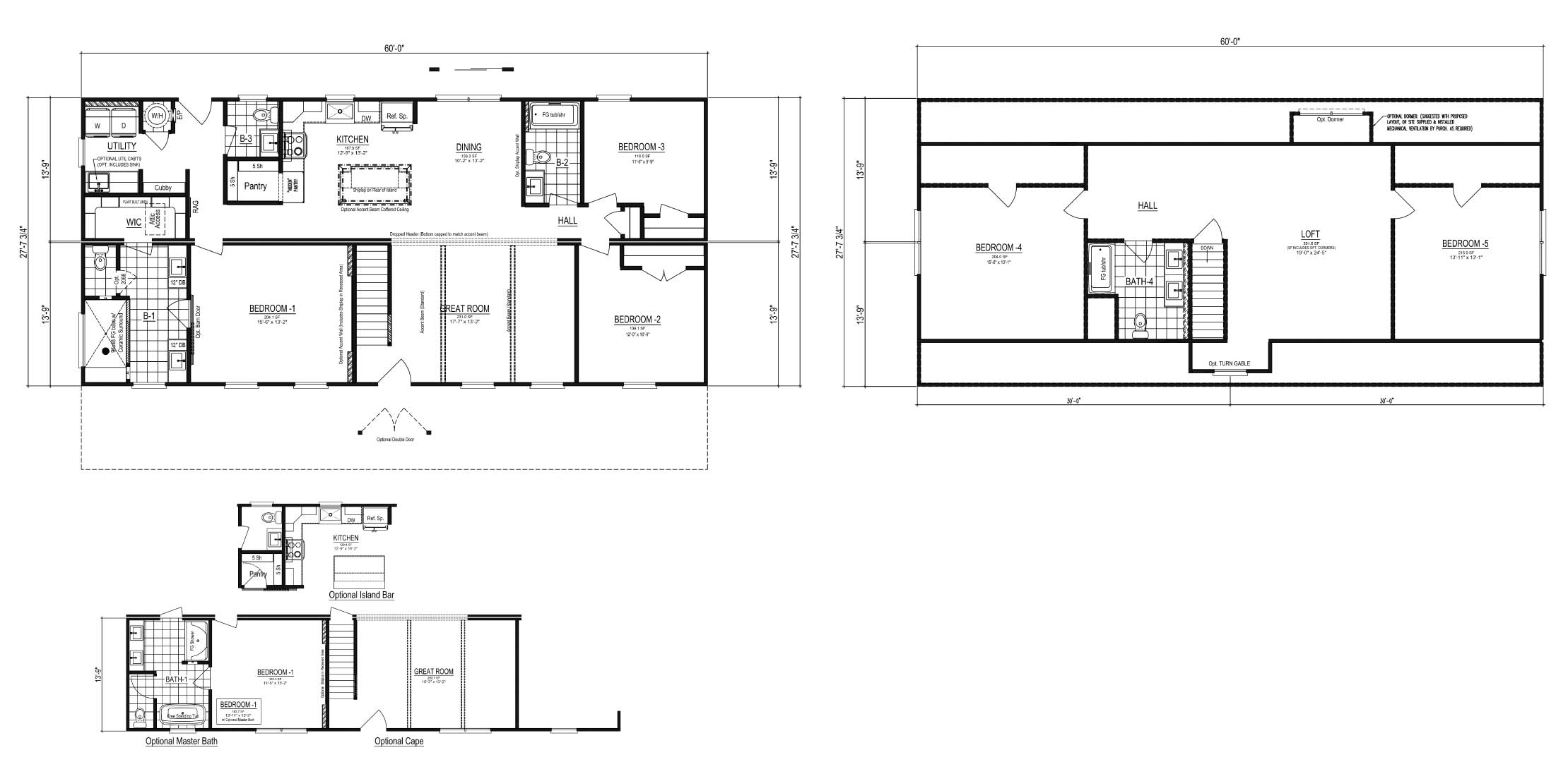 Farmhouse II Cape Cod Modular Home Floor Plan