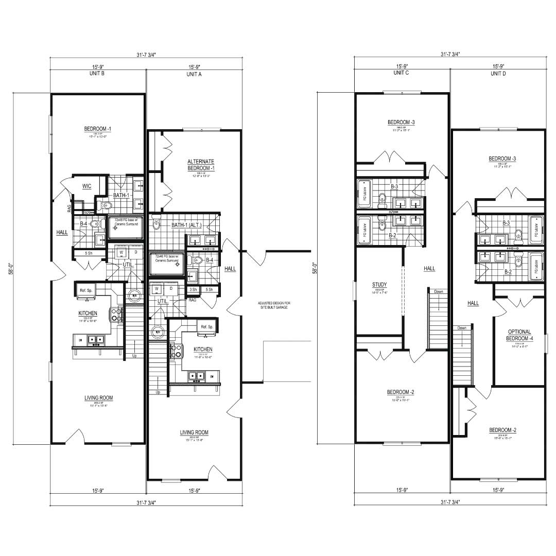 Westbury II Duplex Modular Home Floor Plan