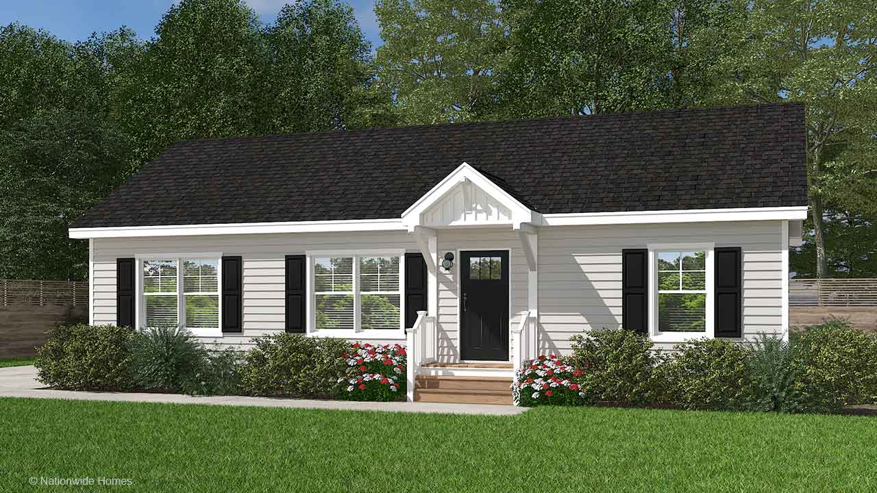 Solo I modular home rendering with white exterior
