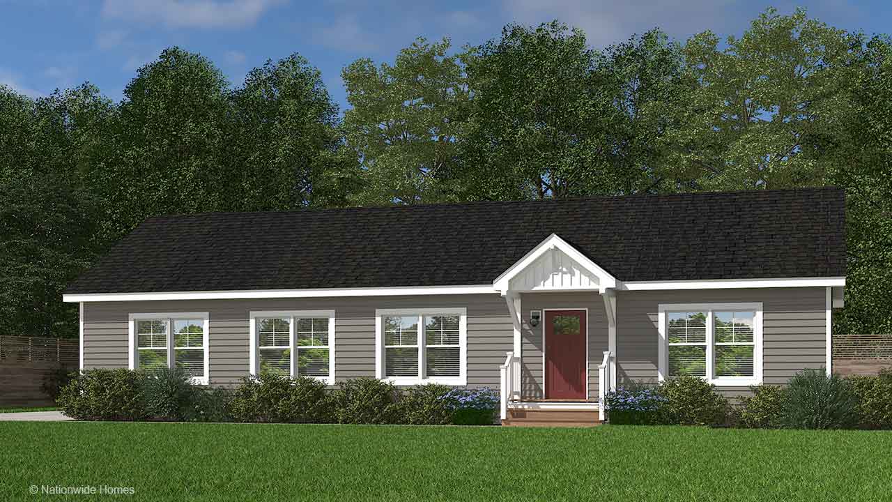 Solo I modular home rendering with taupe exterior