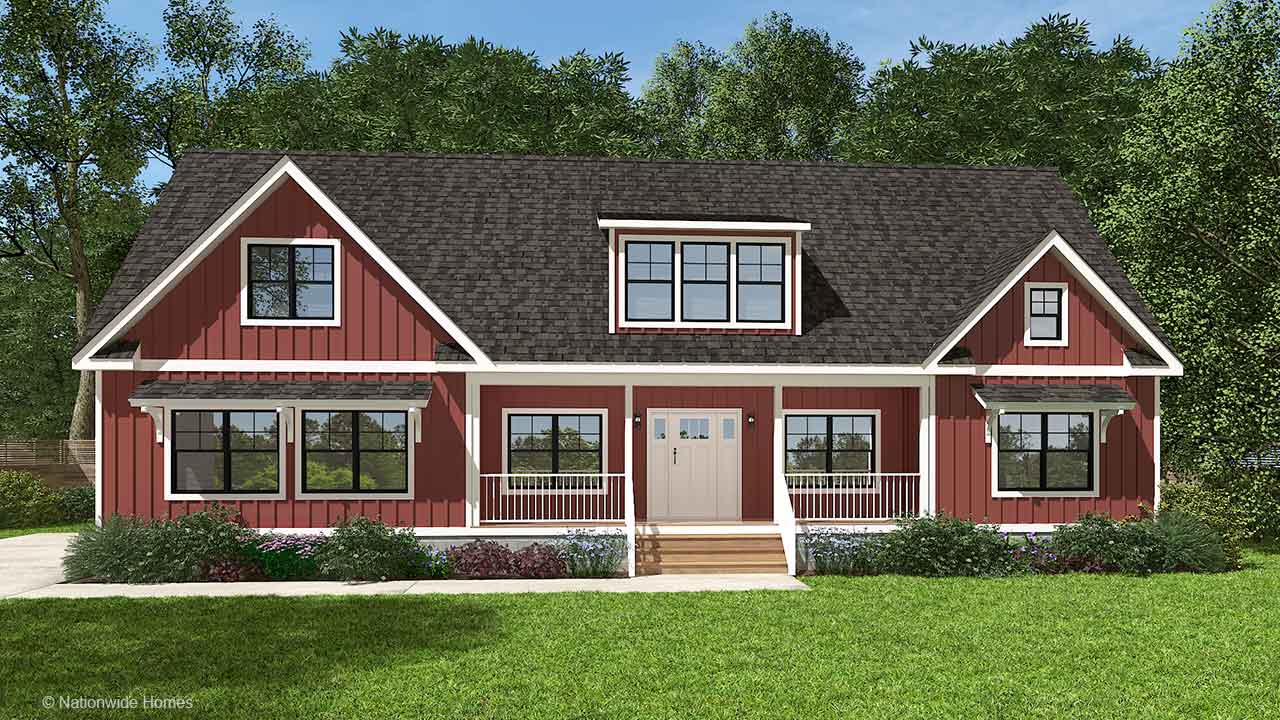 Southampton Cape modular home rendering with craftsman exterior